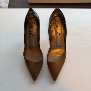 Lanvin Two-Tone Brown Leather Heels